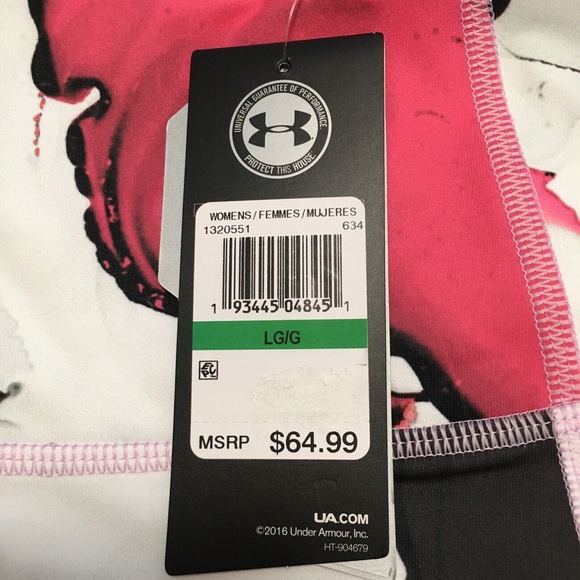 Under Armour Women Heatgear Training Crop Tight 1320551-634 Pink Grey NWT Size L - Picture 8 of 11